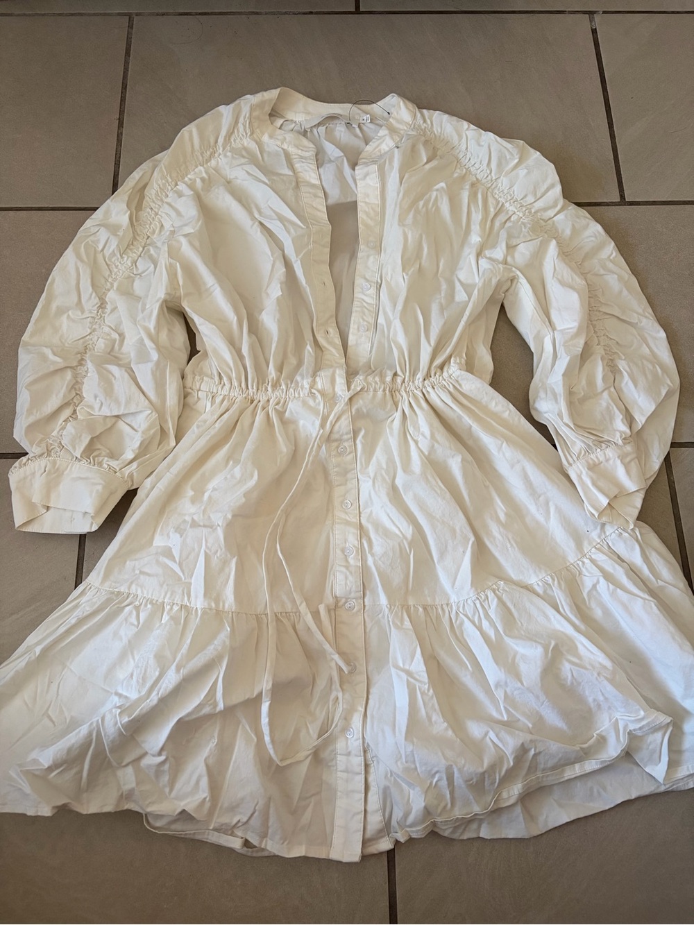 Astr White Shirtdress Jacket with Drawstring Waist